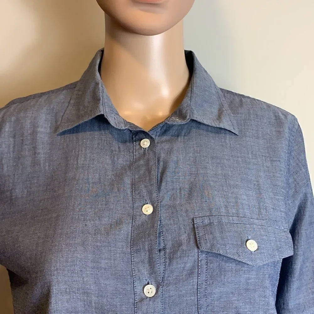 ❤️Last Chance J. Crew denim chambray half button tunic top size XS